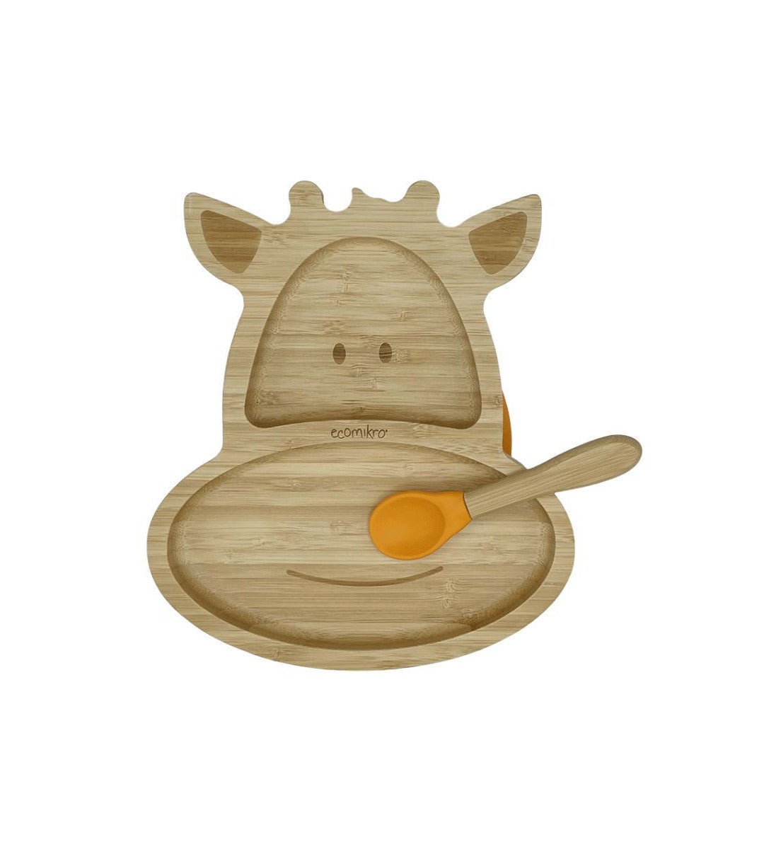 Piatto in Bambù con cucchiaio - giraffa arancio